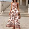 ZANZEA Women Summer Bohemian Print Casual V-Neck Sleeveless Straps Dress