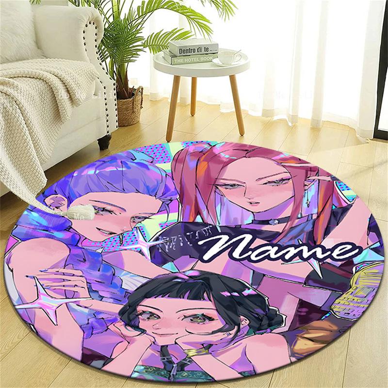 Personalized K-KPop Demon Hunters Round Chair Office Rug - Perfect for Mat, Office Chair & More - Ideal Gift for Birthdays and Holidays
