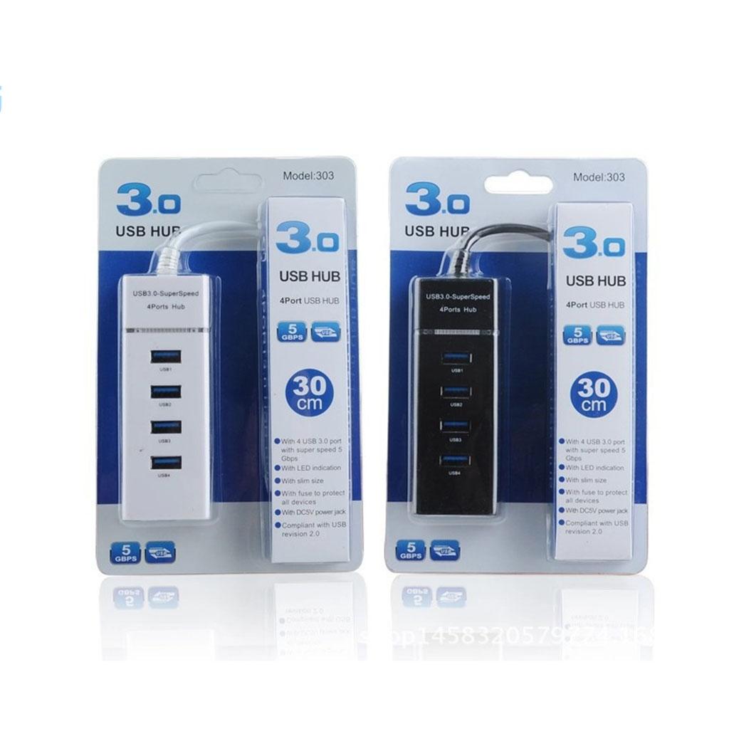 Portable USB 3.0/2.0 Splitter 4 Port USB Hub Power Adapter for Laptop PC Notebook Receiver High-speed Transmission