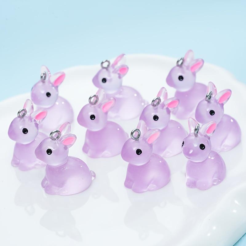 10pcs Cute Bunny Pendant Set, Resin Animal Pendants for DIY Jewelry Making - Earrings and Necklace Supplies