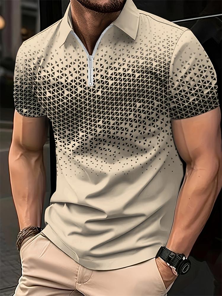 Fashion Geometric Print Graphic T shirts Lapel Mens Clothing Fashion Men's Shirts Harajuku Tops Casual Loose T-shirts for Men