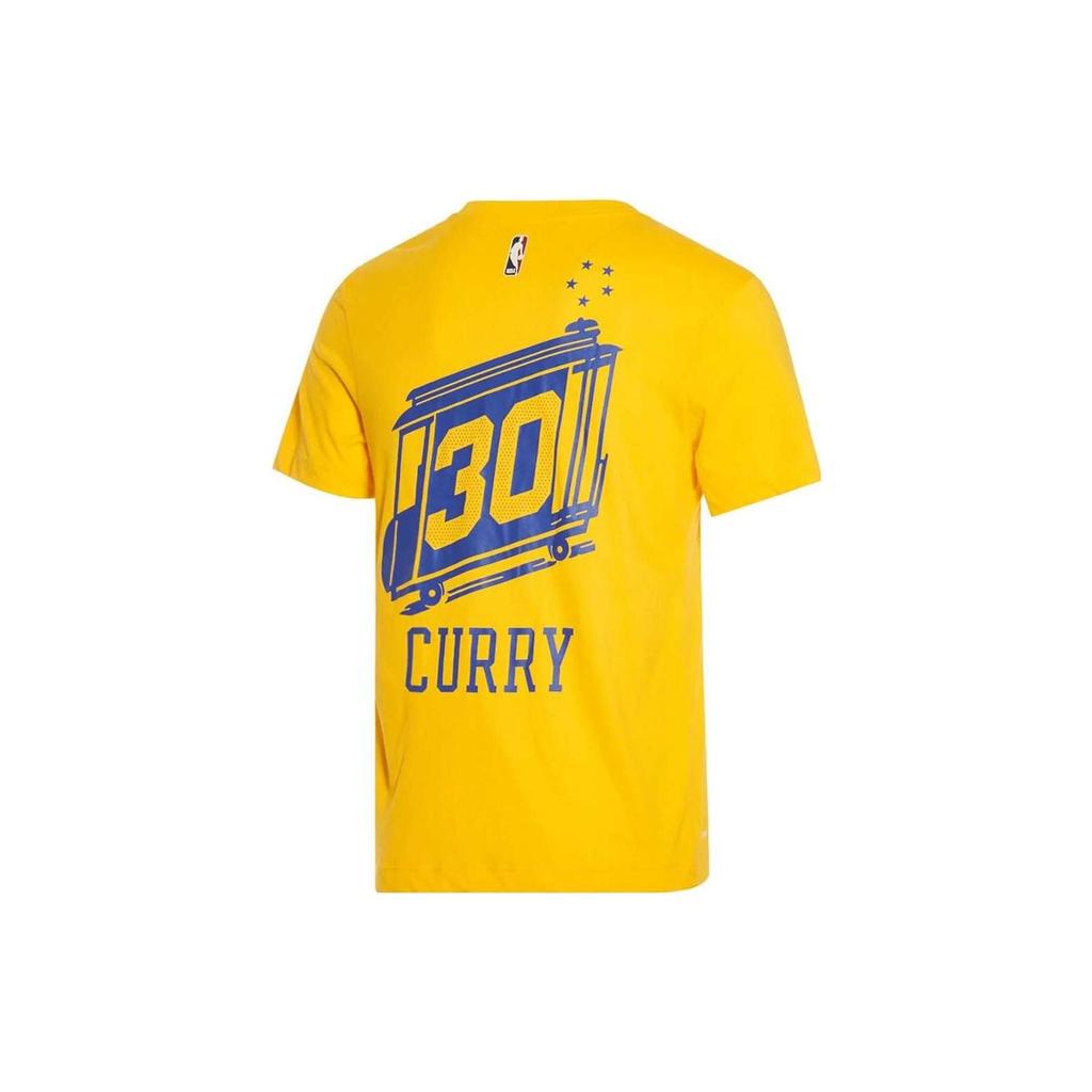 Nike x NBA Golden State Warriors #30 Curry Letter & Number Print Crew Neck T-Shirt Men Tops Yellow AT2374-728