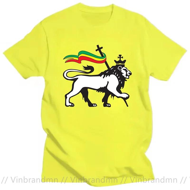Novelty Red Yellow Green Stripes Rasta Lion Of Judah T Shirt Unisex Rastafarian Reggae Ethiopian Lion Flag Tshirt Jamaica Clothing