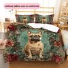 Cats and Dogs with Roses  Pattern Bedding Quilt Set  Home Decoration  Gift (1 * duvet cover + 2 * pillowcase, without core)