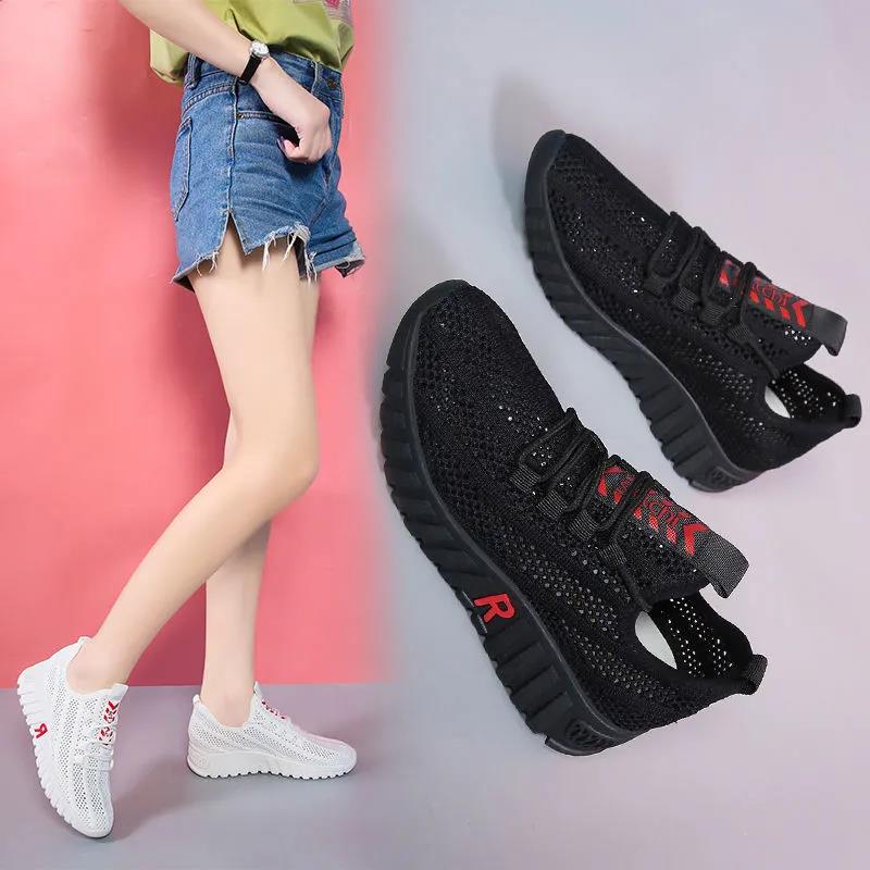 WTEMPO Ženy Léto Měkká Podešev Neklouzavá Všestranná Obuv pro volný čas Jednobarevná Lehká Sportovní obuv s plochým podpatkem Prodyšná síťovina