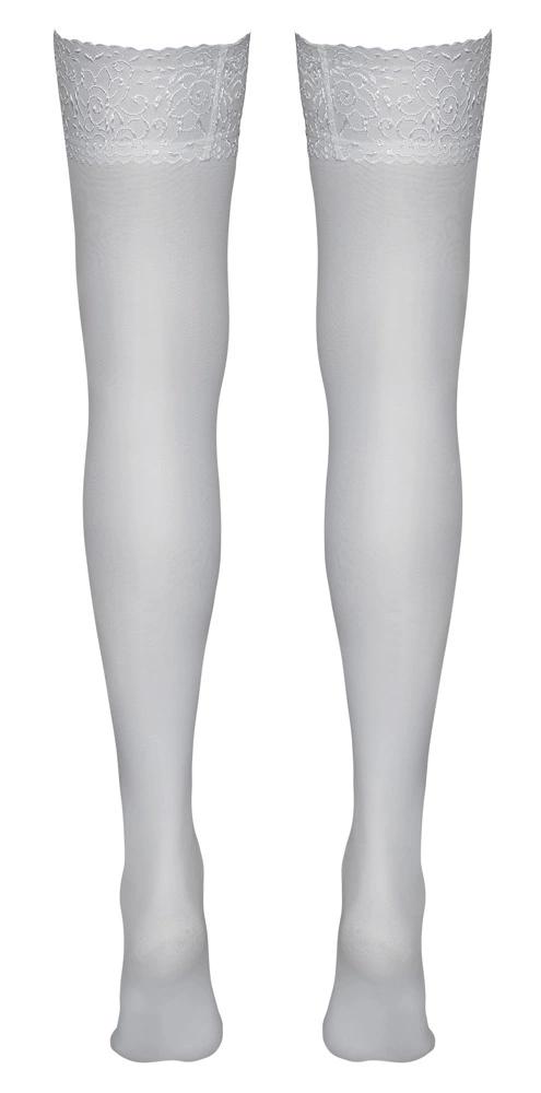 Cottelli LEGWEAR - Weiße Klassische Spitzenstrümpfe XS