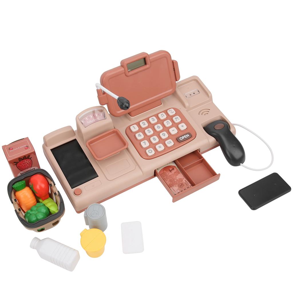 Casa de marcat jucărie voce electronică joc de simulare casier calculator copii educațional jucărie roz