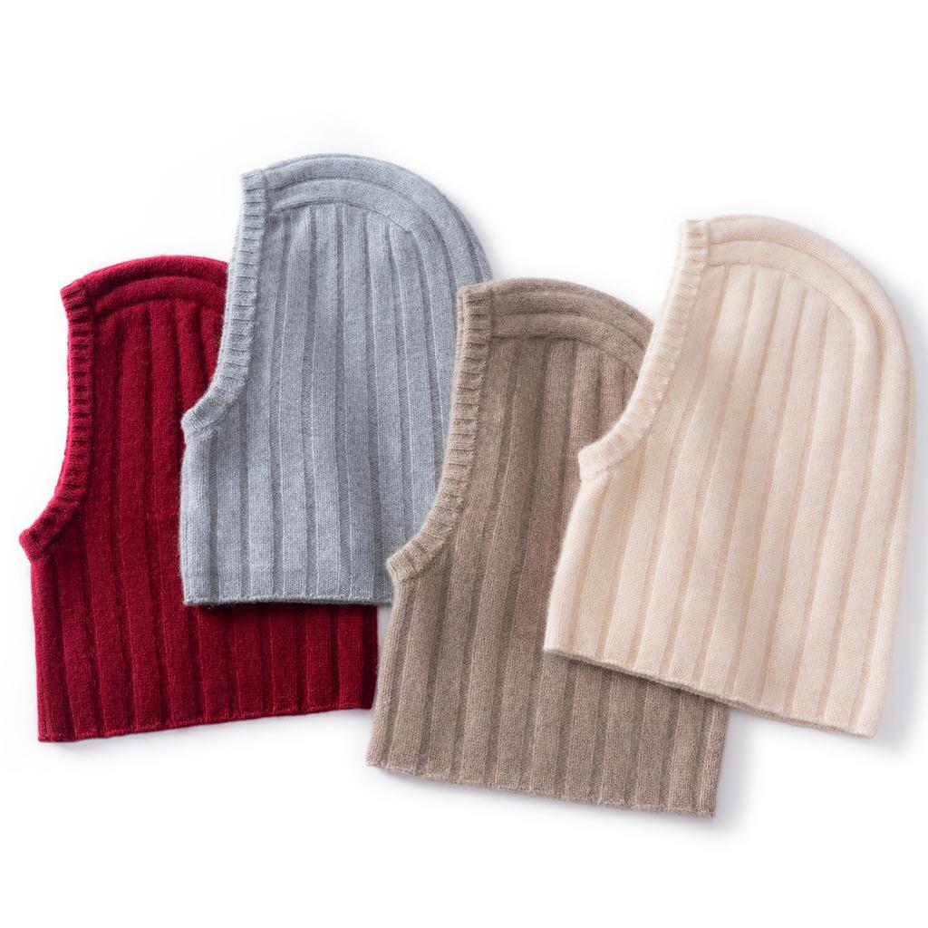Autumn and Winter% Pure Cashmere Hat Women's Balaclava Hat Cold Protection Cover Ear Protection Wool Knitted Hat Men