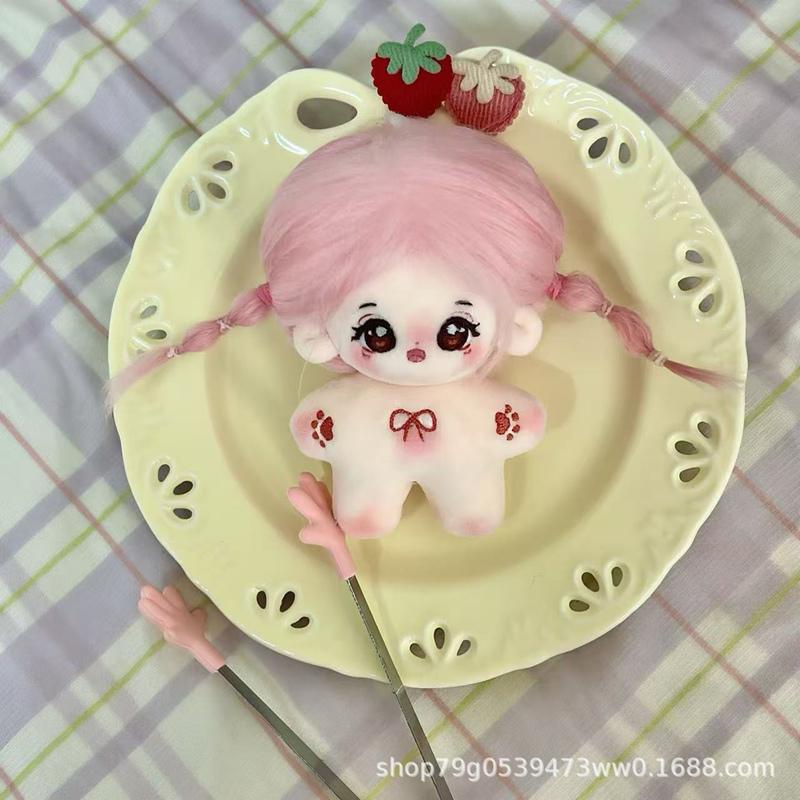 10cm Kawaii Mini Starfish Idol Doll Plush Star Cotton Dolls Long Hair Girl Bow Body Stuffed Figure Toys Plushies Toys Fans Gift