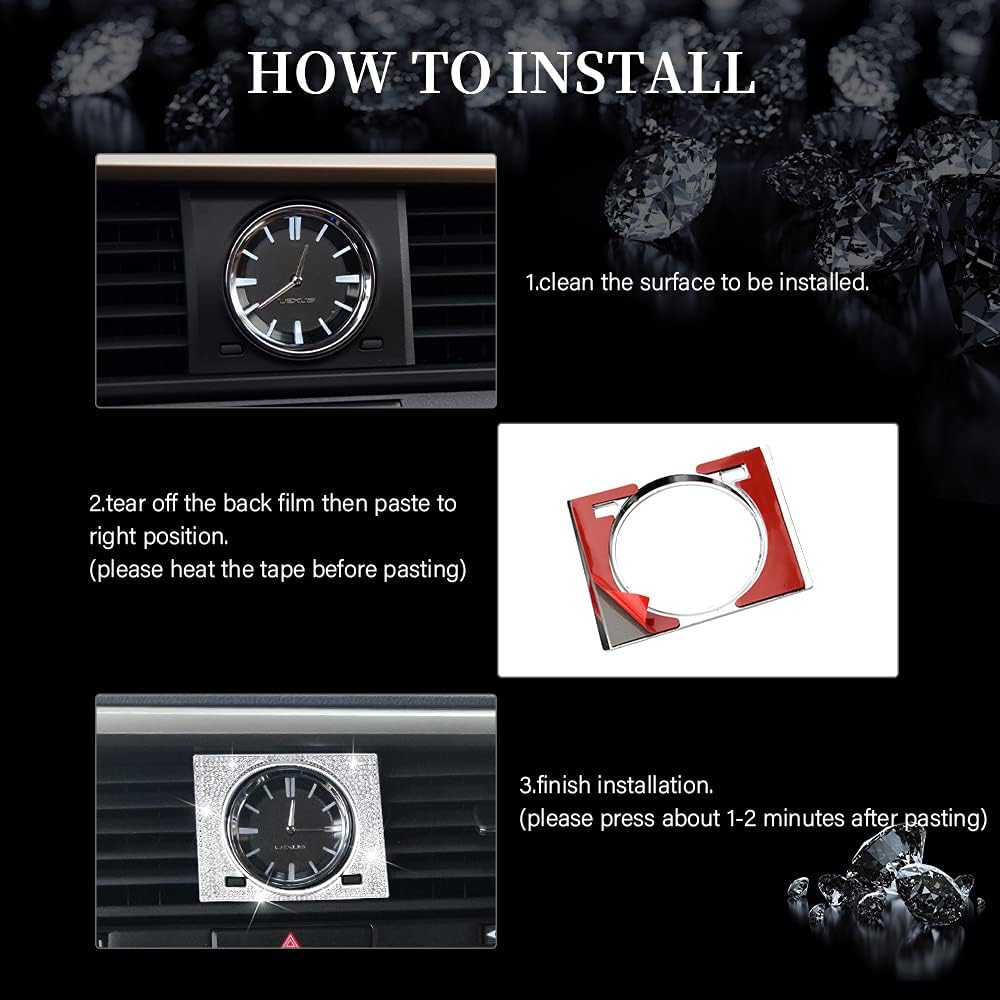 LECART Applicable to Lexus Car Accessories RX 350 450h Mixed Shiny Clock Decorative Cover Decoration RX Stickers Metal Car Interior Decoration Women