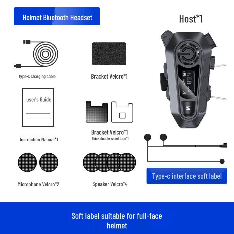 Waterproof Bluetooth Motorcycle Helmet Earphones with Noise Cancelling & Multi-person Intercom