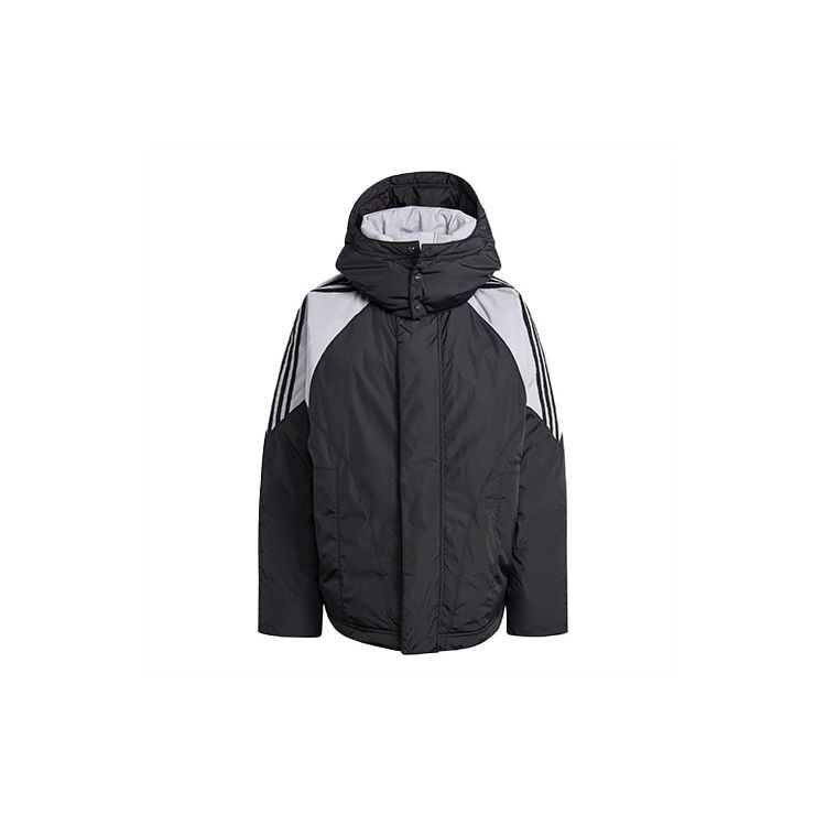 Adidas Originals Large Trefoil Logo Down Jacket Casual Comfortable Hooded Long Sleeve Coat Winter Women Jacket Black GD2506