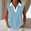 Women's Casual Color Block Knit Sleeveless Collar Tank Top