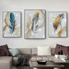 Abstract Gold Foil Feather Canvas Paintings Nordic Wall Art Posters and Prints Modern Living Room Bedroom Decoration Pictures
