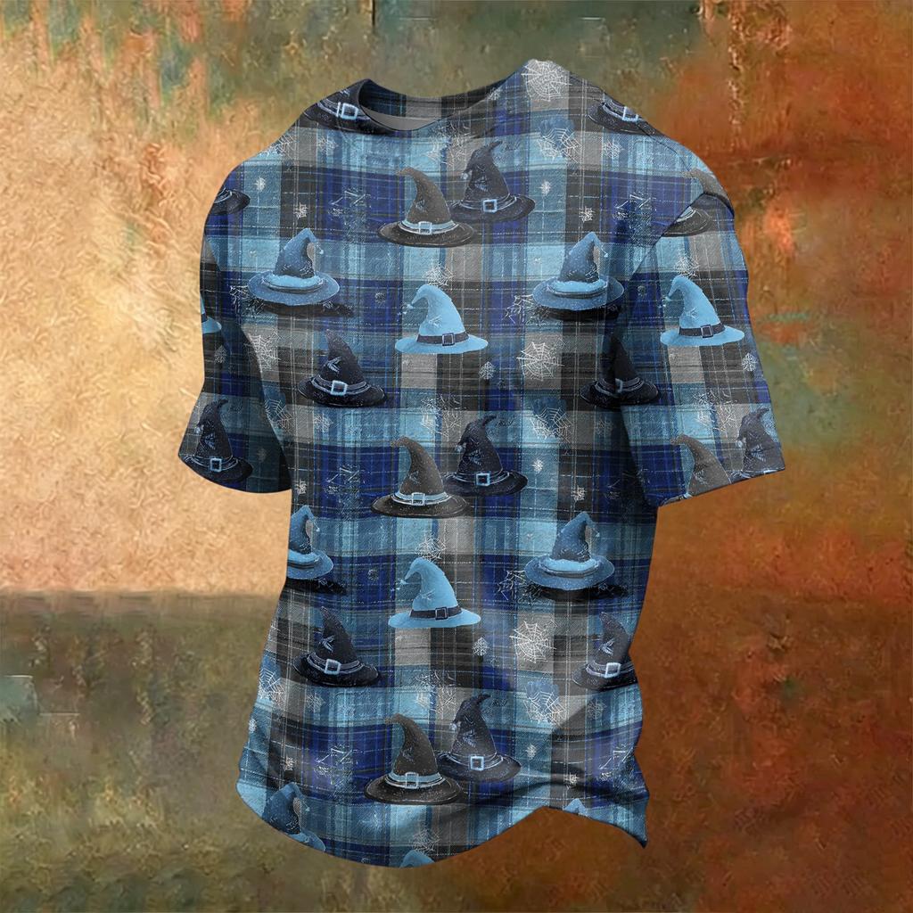 Men's Casual Short Sleeve Crew Neck T-Shirt Halloween Themed Graphic Print Lightweight Comfortable Fit Top