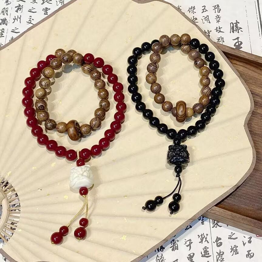 New Chinese Style Double Layer Lion Dance Beaded Bracelet For Men Women