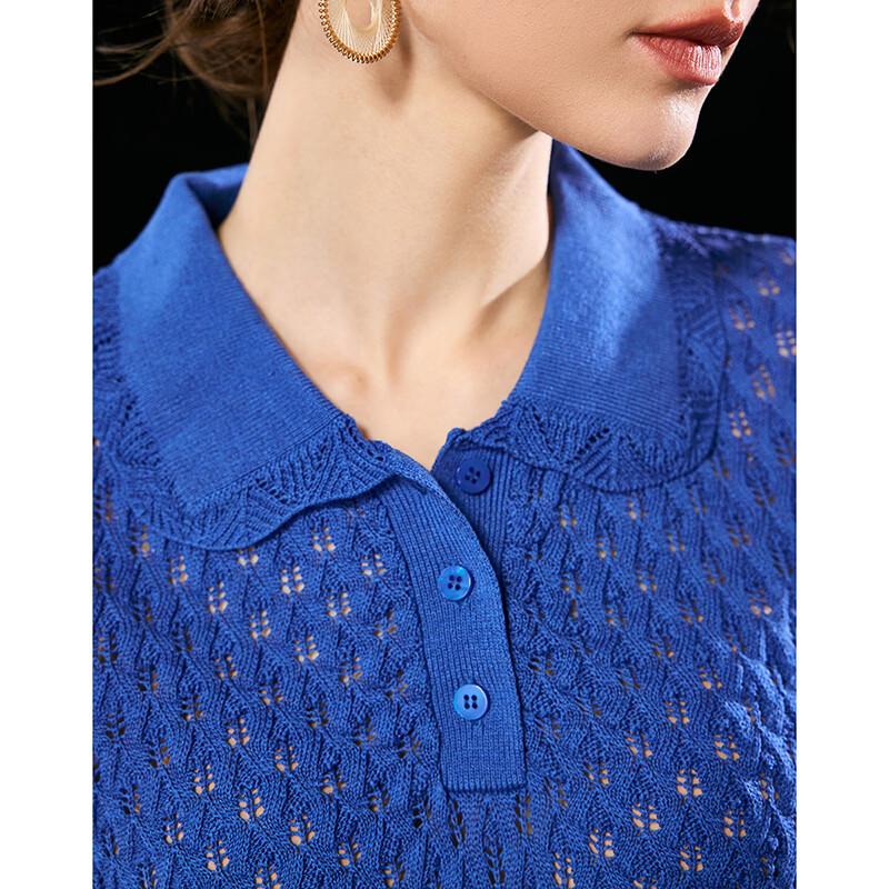Wudao Women's Polo Crochet Knit Top