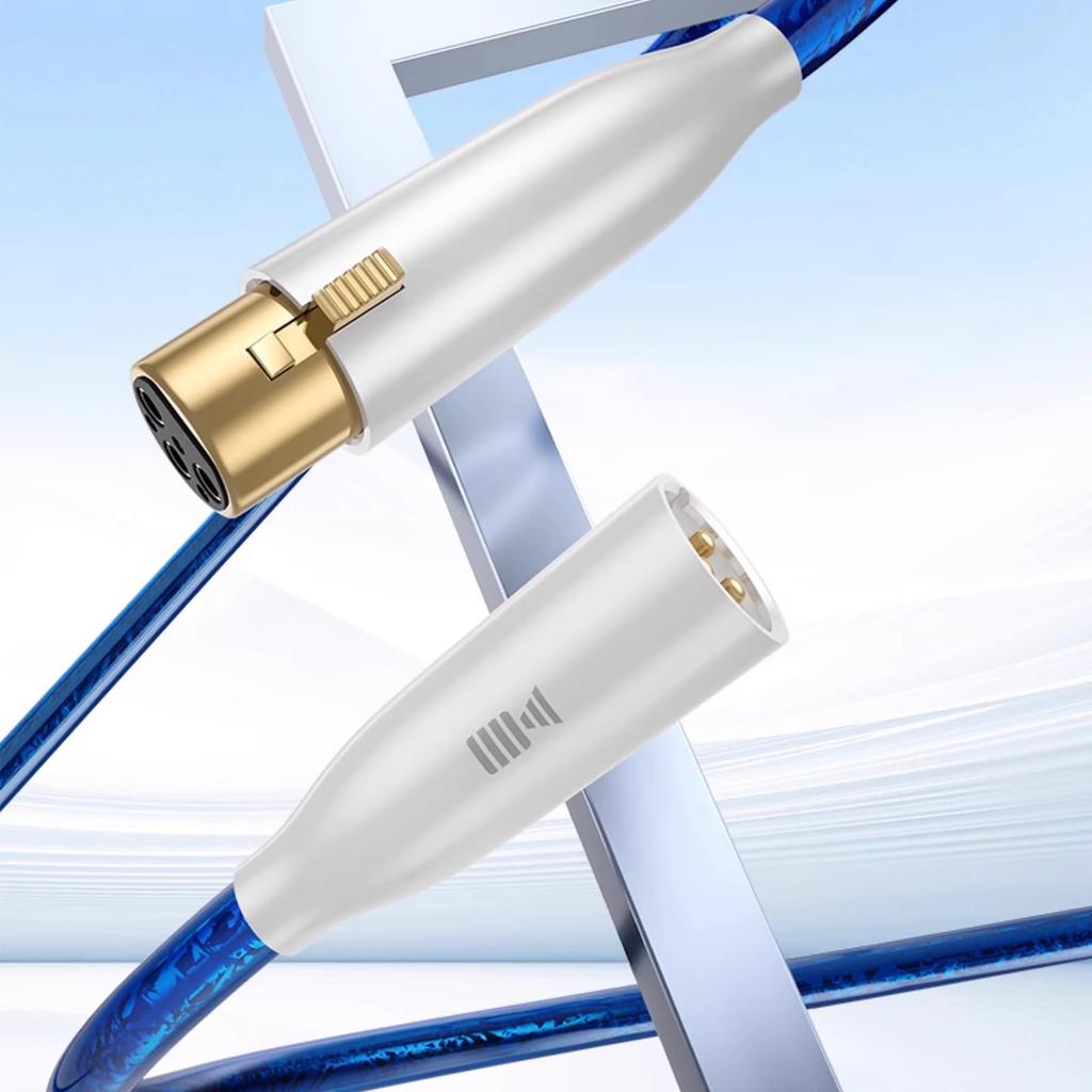 KAIBOER XLR Cannon Cable 0.5M Professional Single Crystal Copper OCC 20AWG Male/Female Noiseless Hi-Fi 3-Layer Shield for Recording Studio Blue