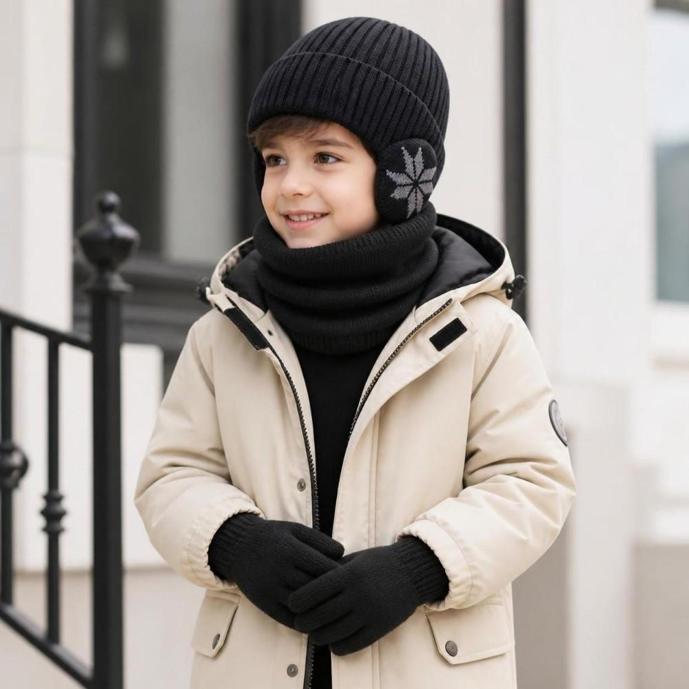 3Pcs Set Warm Winter Hat Scarf Gloves Set Fleece Lined Winter Accessories Set Children
