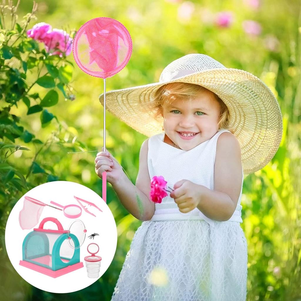 Gadpiparty Kids Insect Catching Tools - Outdoor Exploration Set with Cage, Tweezers, Magnifying Glass, Net & Observation Cup - Learning Toys for