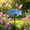 Bee Watering Station Garden Metal Flower Stake Decorative Bird Bath Ground Insert Butterfly Drinking Bowl for Backyard Pollinators Wild Birds