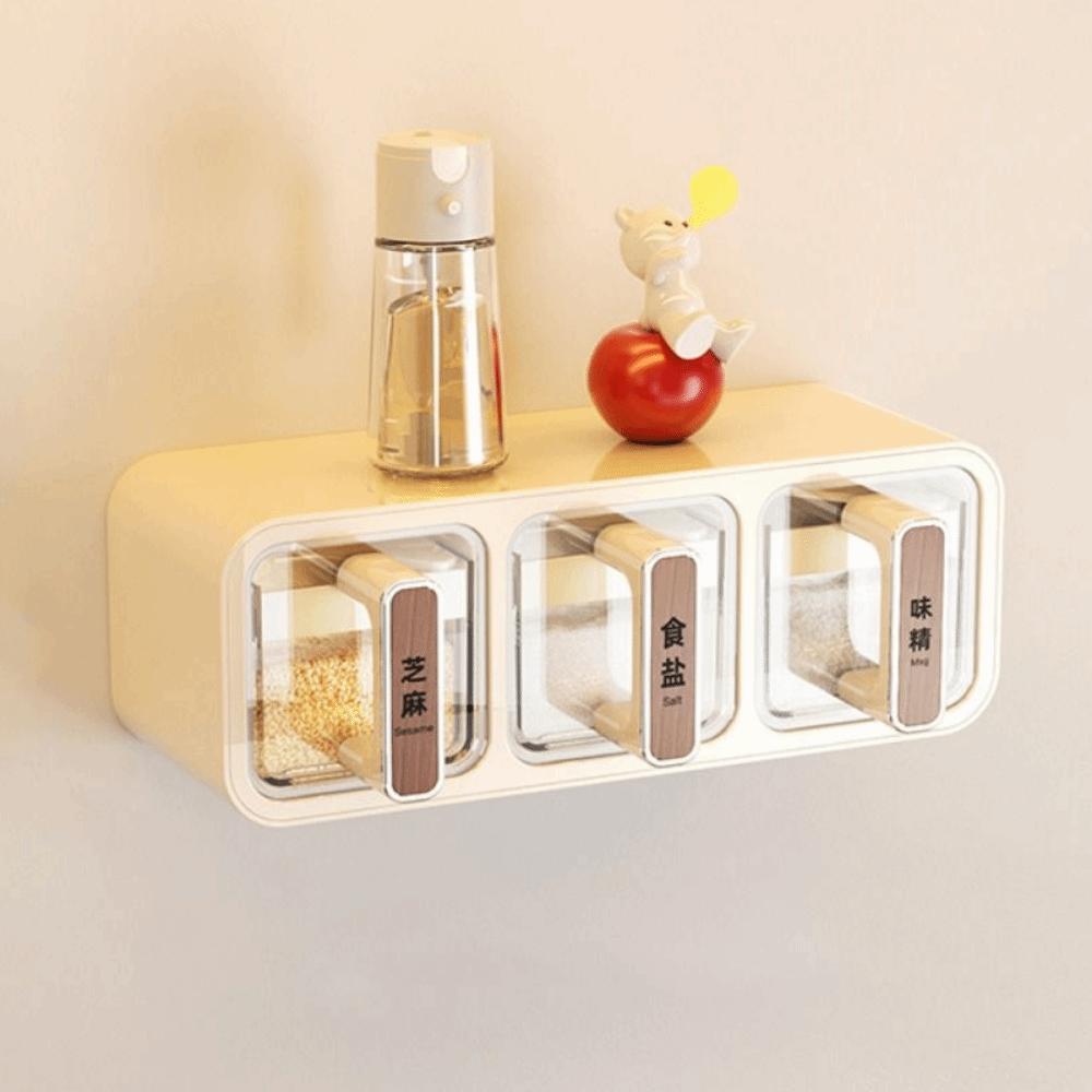 No Punch Spice Storage Rack With Spoon Spice Storage Container Kitchen Storage Organizer  Household