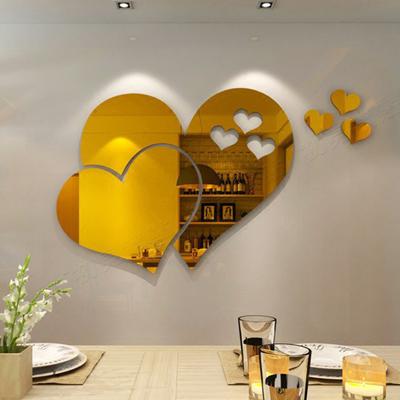 1 set di adesivi per specchio acrilico a forma di cuore adesivi murali adesivi rimovibili decorazione domestica in tinta unita