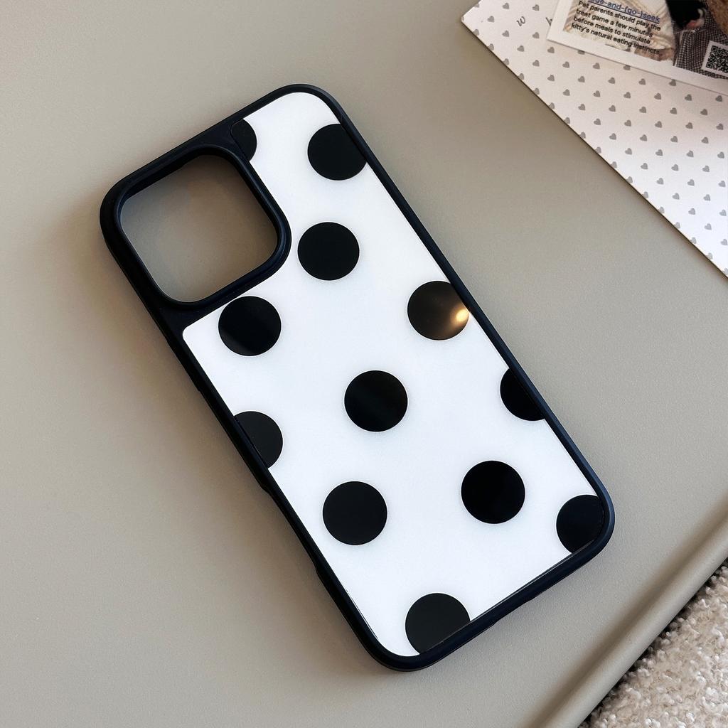 Simple Polka Dots Suitable for Apple 15 Promax Mobile Phone Case Iphone16 Dopamine 12 Acrylic 13 Anti Fall 14
