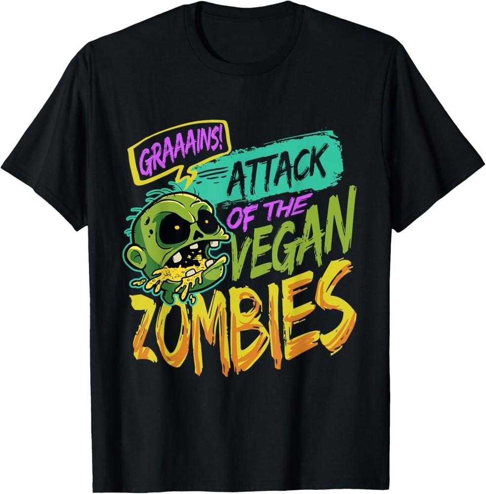 

Attack Of The Vegan Zombies Vegetarian Halloween Gift Unisex T-Shirt L