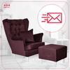 Gaja Wing Chair with Footrest Scandinavian Family Meble Burgundy Velvet