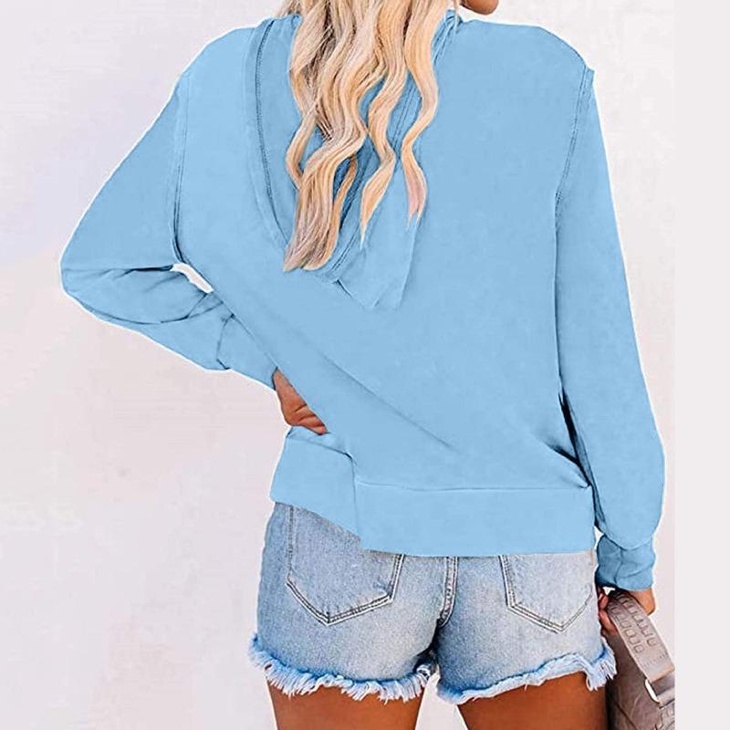 JKASHDK Felpe con cappuccio e felpe con cappuccio a maniche lunghe con stampa tinta unita casual alla moda da donna