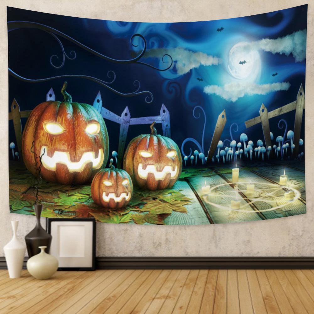 Home Decor Tapestry Witch Pumpkin Halloween Party Ation  Living Room Bedroom Wall  Backdrop Fabric