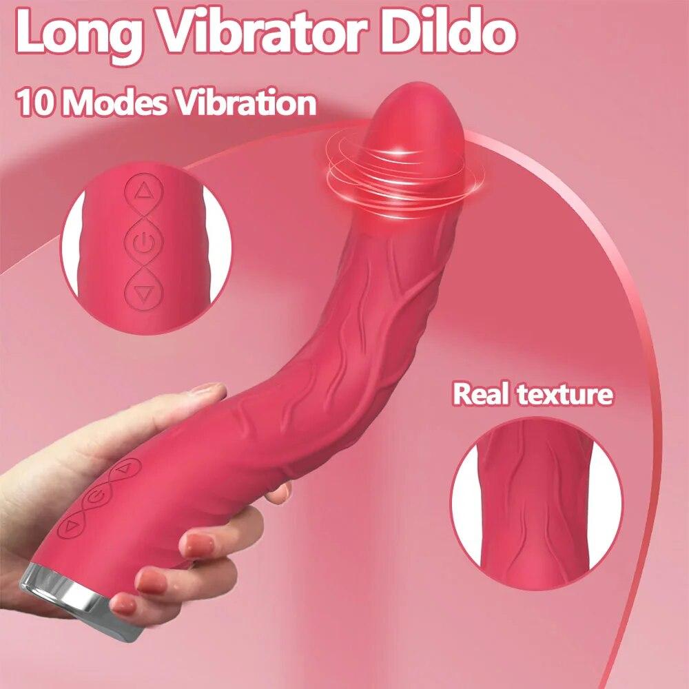 Lengthened Dildo Vibrator for Women G-Spot Vagina Clitoris Massarger Erotic Toys Soft Skin Feeling Sex Products for Adults