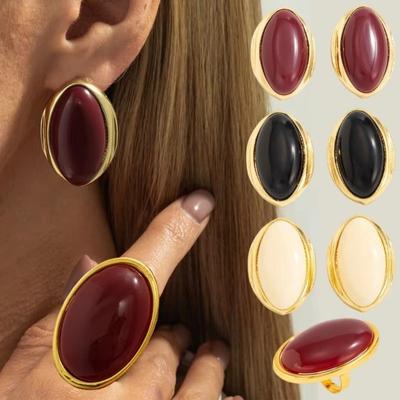 Fashion Geometric Resin Dangle Earrings Vintage Trend Large Stud Earrings Sweet Elegant Geometric Earrings for Bridal Shower