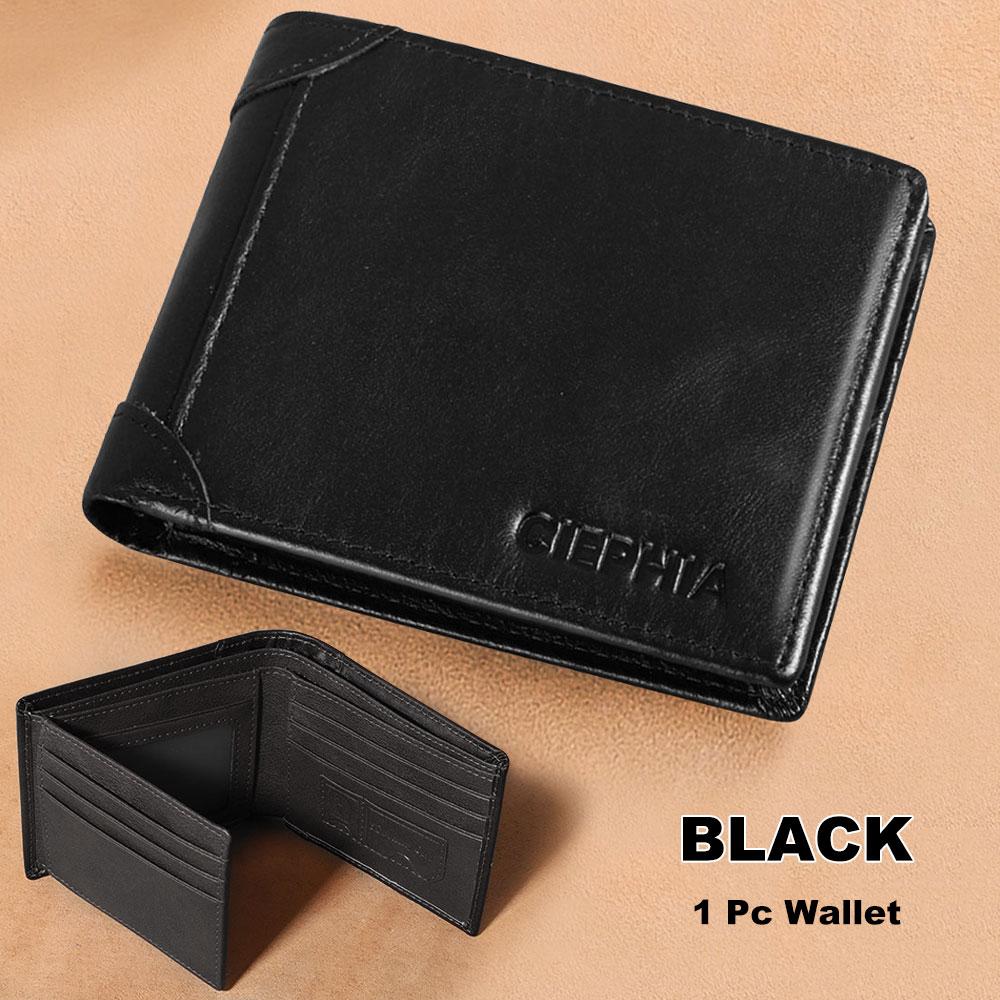 

Винтажный кошелек-трифолд из натуральной кожи, мужской многофункциональный противокражный держатель для карт с RFID-защитой. Идеален для Дня святого Валентина, Дня отца. чёрный