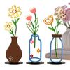 3 Pieces Line Vase Set Black Floral Iron Decorations Modern Aesthetic Metal Art Statue Wall Art Table Vase Home Decor