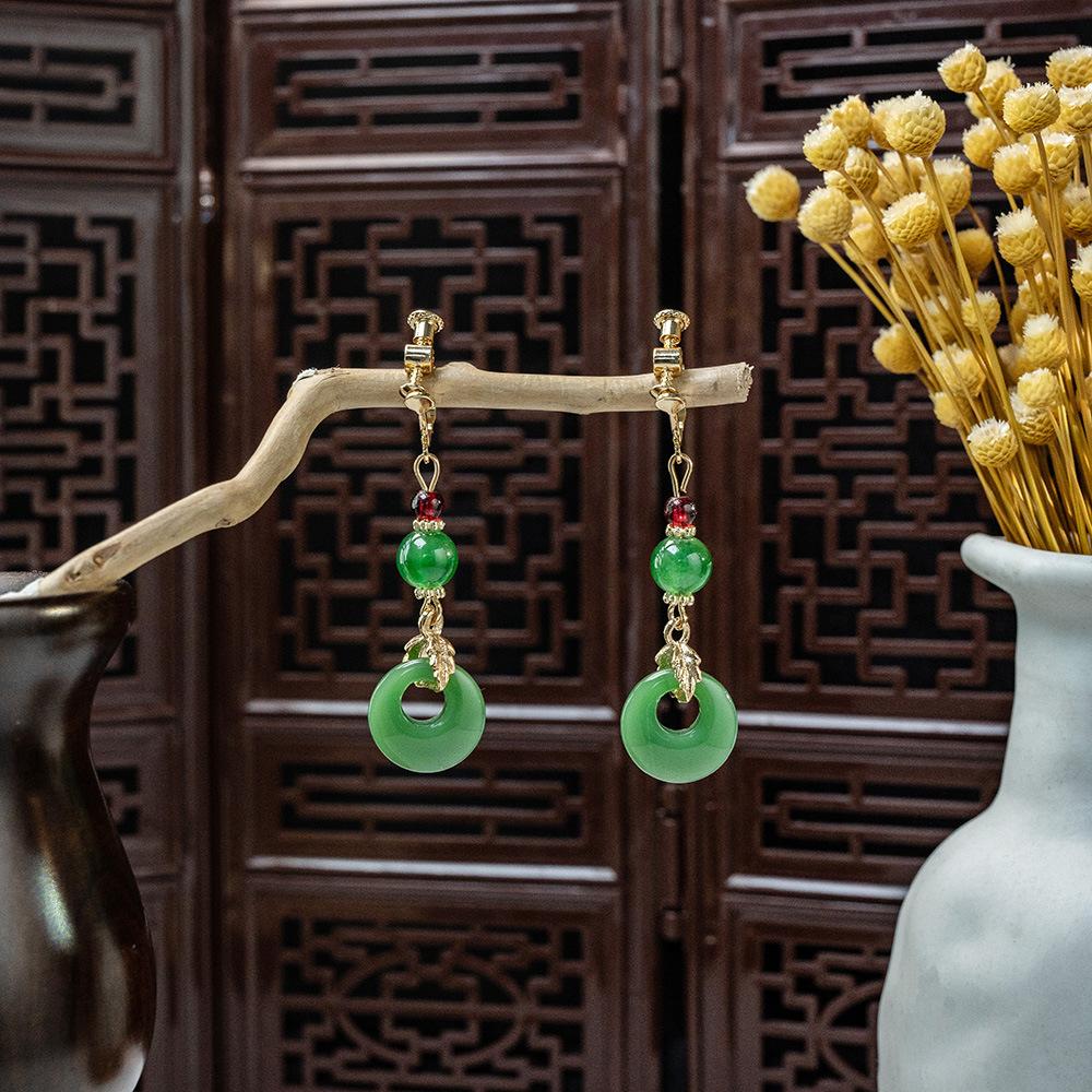 

Antique Beaded Long Fringed Pearl Earrings, Ethnic Feng Shui Drop Hanfu Accessories Without Ear Clips