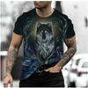 Summer Round Neck 3D Wolf Print Top Fashionable Casual Short Sleeved Men's T-shirts
