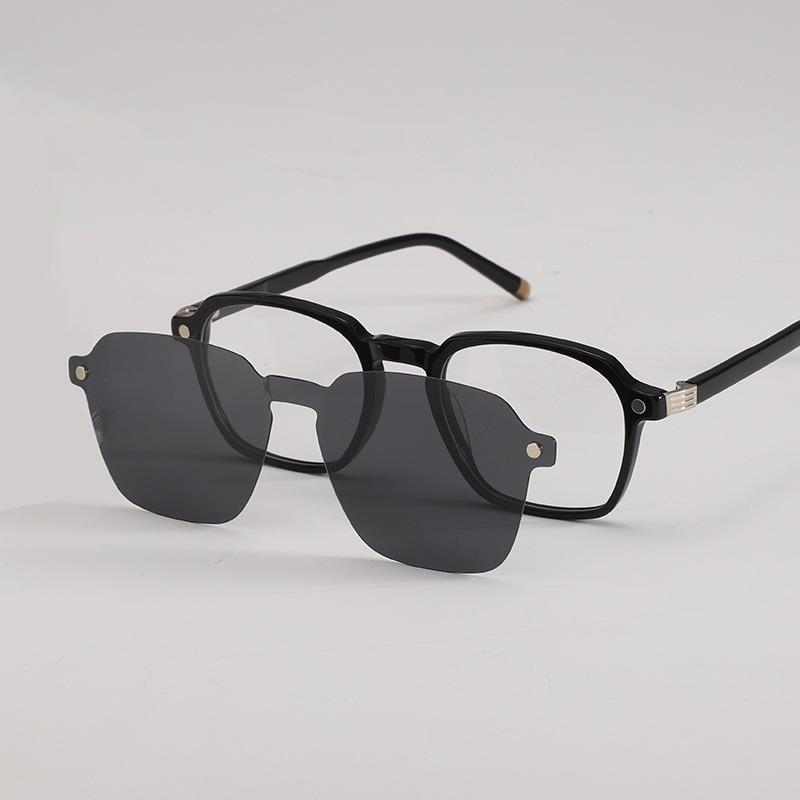 Magnetic Clip On Sunglasses For Men UV400 Lens Sunglasses Optical Myopia Glasses Frame 2 In 1 Shade Eyewear