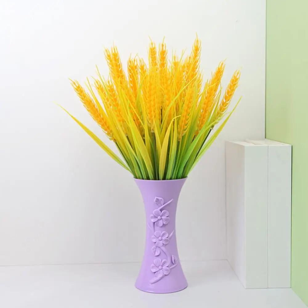 Yellow Flower Wheat Ears Rice Plant Branch Plastic Fake Plants Outdoor Indoor Decor
