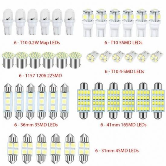 42x Car Interior LED Light For Dome Map License Plate Lamp Bulbs Kit Accessories