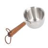 Butter Warmer Stainless Steel Wooden Handle 3 Layers Multi Purpose Butter Melting Pot for Oil Milk Kitchen 120ML