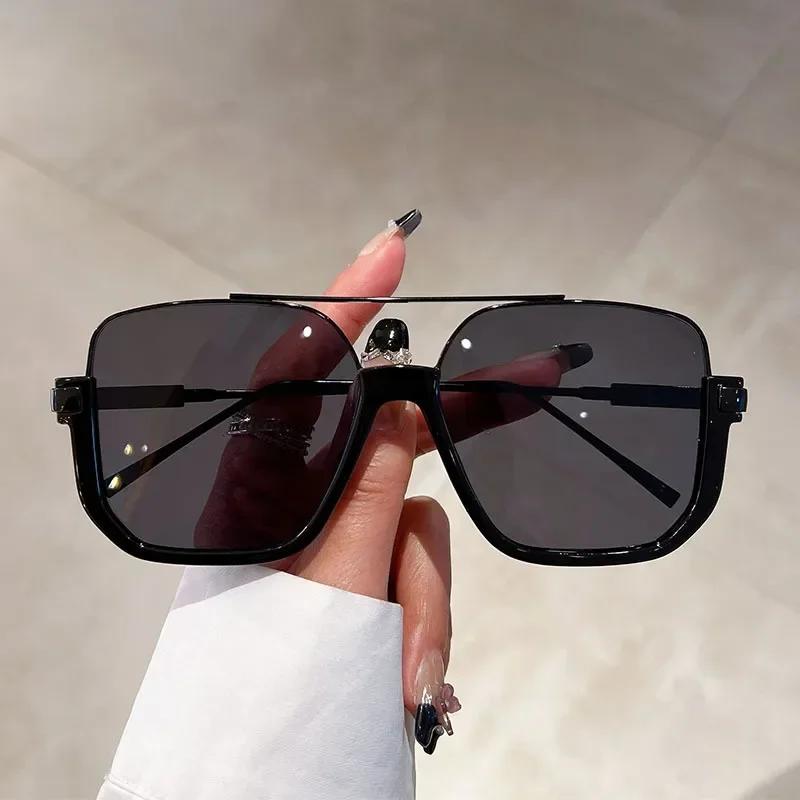 Vintage Oversized Sunglasses Fashion Men Women Square Shades Eyewear Trendy Ins Popular Brand Design UV400 Sun Glasses