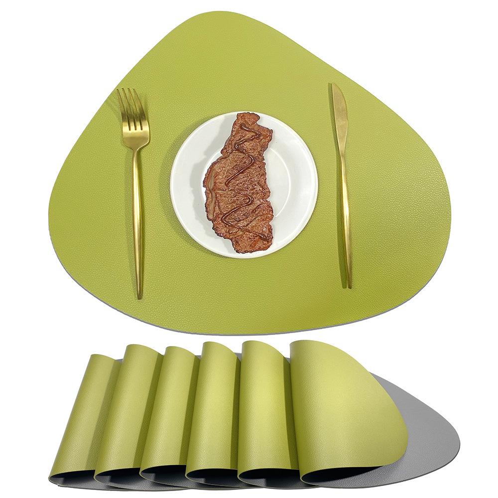 Nordic Style Waterproof Double-Sided Lychee Grain Leather Placemat - Heat Resistant, Wear-Resistant Table Mat for Hotels