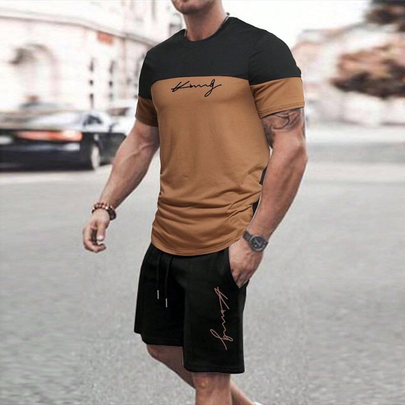 New Fashion Color Gradation 3D Print Men's Suit Oversized Men's Loose Shirt Short Sleeve Summer Casual Breathable Refreshing Set