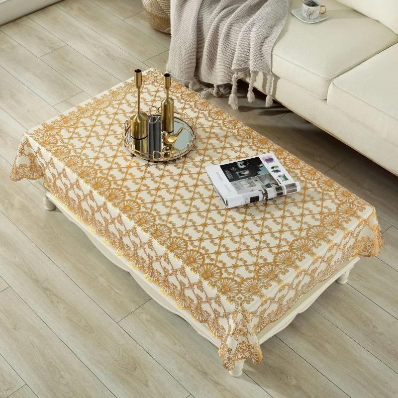 PVC Table Cloth Waterproof Oil-proof Tablecloth Non-washing Tea Table Cloth Hot Gold Household Table Cloth Accessories Home
