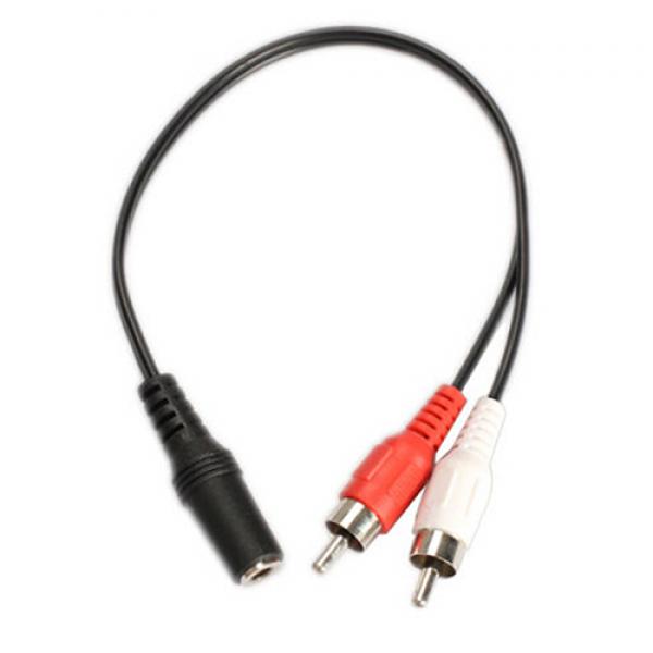 3.5mm 1/8'' Stereo Female To 2 Male RCA Jack Adapter Aux Audio Y Cable Splitter