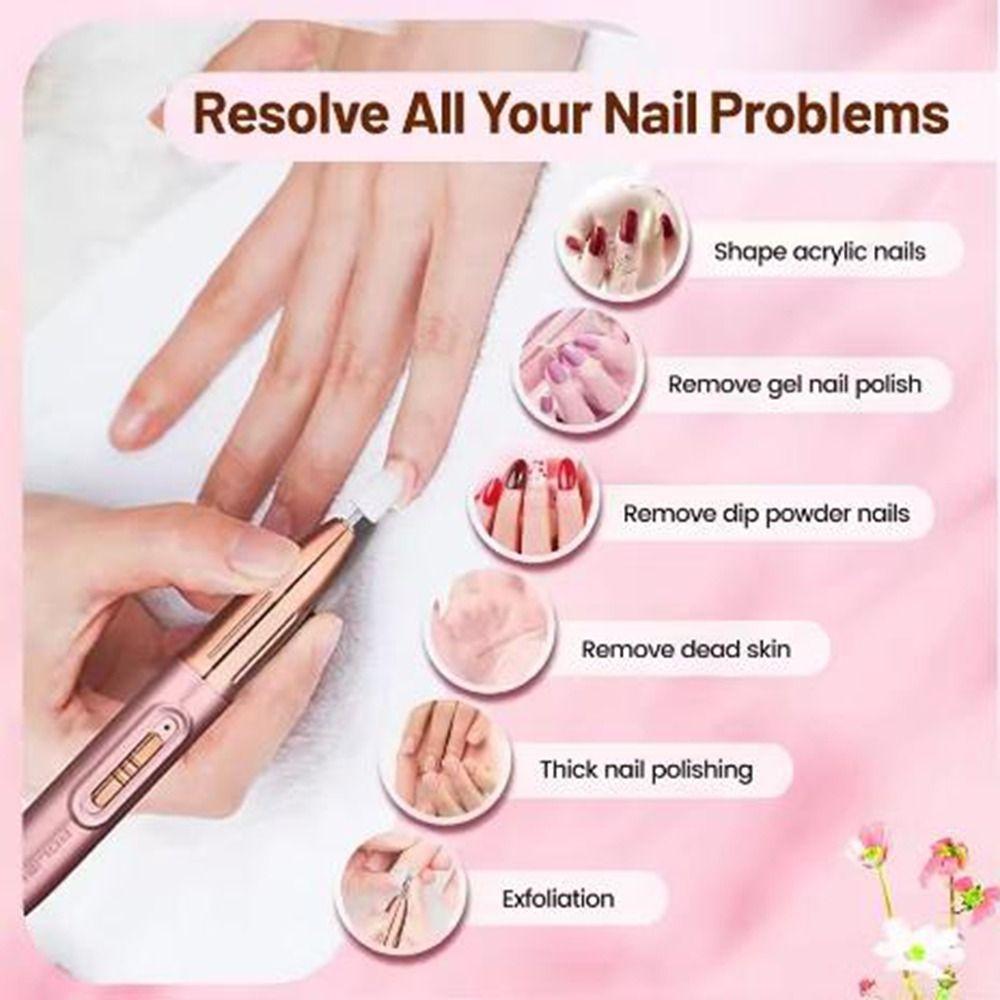 Low Noise Electric Nail Drill Machine Rechargeable Wireless Nail Dryer Nail Sanding File  Home Use