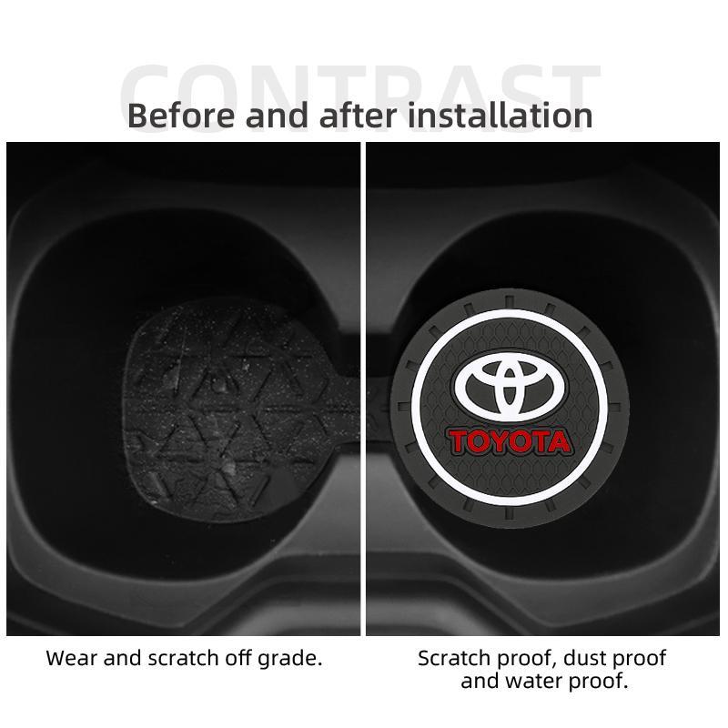 1/2PCS Car Coasters Water Cup Slots Non-Slip Mat Waterproof Cup Pad For Toyota Corolla Camry Hilux Rav4 Car Accessories