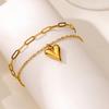 Heart Bracelet For Women Girls Gold Color Stainless Steel Layered Chain Bracelet 2025 Trend  Jewelry Valentine's Day Gift